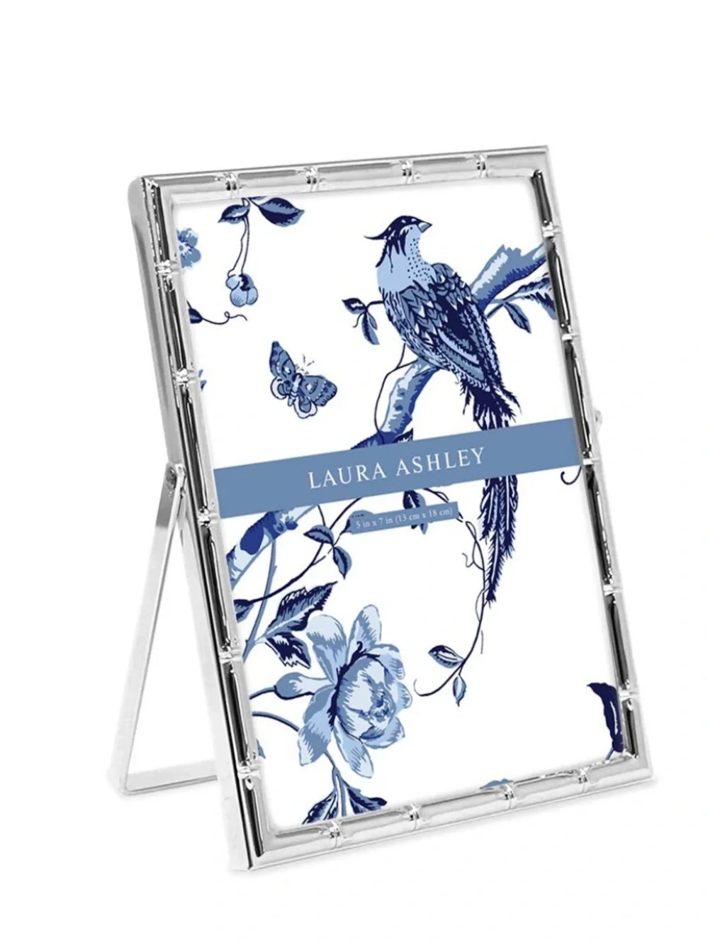Silver Metal Bamboo Vertical Picture Frame with Pull-Out Easel Stand